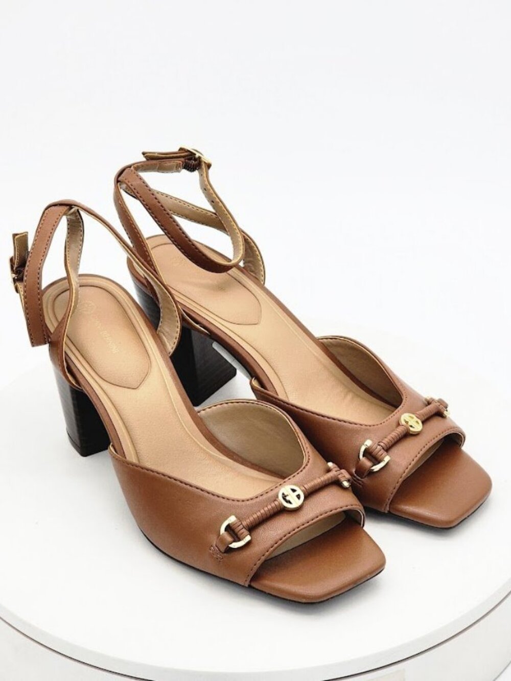 Giani Bernini Giorgianna Brown Ankle Strap Block Heel Sandals Women 7.5 M New